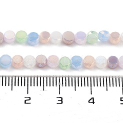 電気メッキガラスビーズ  多面カット  フラットラウンド  ミックスカラー  4x2.5mm  穴：0.9mm  約100~104個/連  14.17''~14.96''（36~38センチメートル）&nbsp;EGLA-P056-01