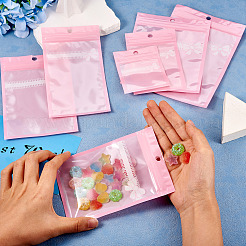プラスチック製再封可能袋 60種類 6個  クリアウィンドウ付き  トップセルフシールパウチ  長方形  ピンク  9~18x7~12x0.15cm  片側の厚さ：2.5ミル（0.065mm）  10個/スタイル&nbsp;OPP-TA0001-07