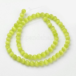 キャッツアイビーズ  ラウンド  黄緑  10mm  穴：0.8mm  約39個/連  15インチ&nbsp;CER10mm06