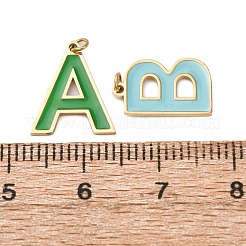 304ステンレスペンダントセット  文字a~zのチャーム  エナメルと丸カン付き  ゴールドカラー  13.5x2.5~12x0.8mm  穴：1.5mm  26個/セット&nbsp;STAS-A125-03G
