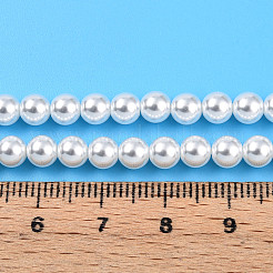 ベーキングペイントパール化ガラスパールビーズ連売り  ラウンド  乳白色  5mm  穴：0.6mm  約79~80個/連  15.94~16.14インチ（40.5~41cm）&nbsp;HY-N002-5mm-A12