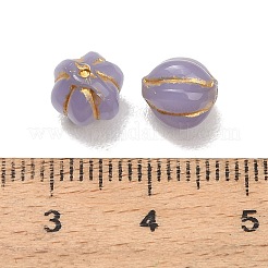 ガラスビーズ  ゴールドライン入り  カボチャ  ライラック  8x8mm  穴：1mm&nbsp;GLAA-C044-03H