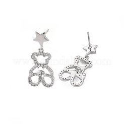 Brass Micro Pave Clear Cubic Zirconia Stud Earring Findings&nbsp;KK-S356-620P-NF
