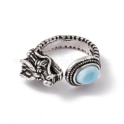 Dragon Head Natural Larimar Cuff Rings&nbsp;RJEW-G273-03AS-01