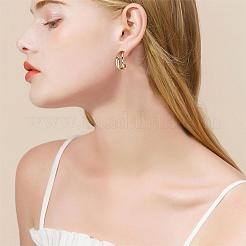 女性用ステンレススチール多層爪スタッドピアス  ゴールドカラー  26x25x11mm  ピン：0.7mm&nbsp;JE1102A