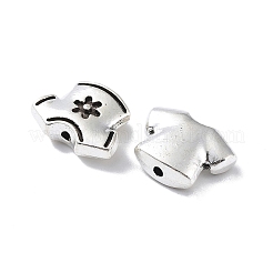 チベットスタイルの合金ビーズ  花の付いた半袖  アンティークシルバー  10.5x13.5x4.5mm  穴：1.2mm。 250個/ 500 G&nbsp;PALLOY-H134-14AS