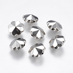CCBプラスチックビーズ  多面カット  花  プラチナ  13x8mm  穴：1mm&nbsp;CCB-K007-041P