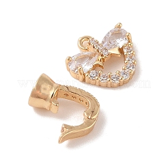 Golden Brass Micro Pave Cubic Zirconia Fold Over Clasps&nbsp;KK-B100-037G-01