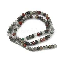 天然のアフリカブラッドストーンビーズ連売り  多面カット  ロンデル  5.5~6.5x4.5mm  穴：1mm  約91~94個/連  15.35''（39cm）〜15.43''（39.2cm）&nbsp;G-D344-A01