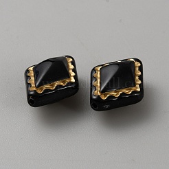 メッキアクリルビーズ  ゴールドライン入り  菱形  18x14x9mm  穴：1.5mm  約30個/袋&nbsp;OACR-WH0029-03M