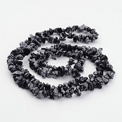 天然石スノーフレークオブシディアンビーズ連売り  チップ  5~8mm  穴：0.3mm  32インチ&nbsp;F018