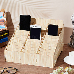 36-Grid Wooden Cell Phone Storage Box&nbsp;AJEW-WH0348-93B