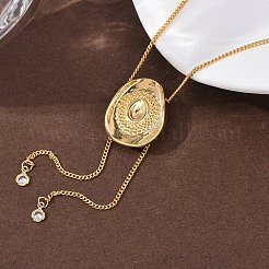 真鍮製のカウボーイハット、ボロタイ、ラリアットネックレス  クリアキュービックジルコニア  ゴールドカラー  28.35インチ（72cm）&nbsp;LS-NJEW-D346-01G