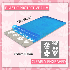 ステンレス鋼の DIY ネイルアート テンプレート  テンプレートツール  長方形  花  12x6cm  3個/セット&nbsp;MRMJ-WH0092-165