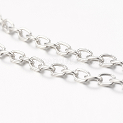 アイアン製アズキチェーン  溶接されていない  スプールで  オーバル  プラチナ  3x2mm  約305.11フィート（93m）/ロール&nbsp;CH-L001-05P