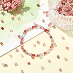 200個の天然瑪瑙ビーズ  多面カットラウンド  染め＆加熱  ピンク  4mm  穴：0.8mm&nbsp;G-CJ0001-78