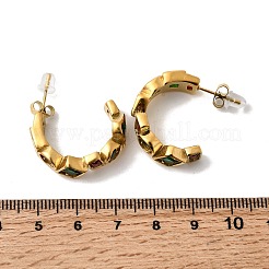 C字型304ステンレススチール製キュービックジルコニアスタッドピアス  ゴールドカラー  25x8mm&nbsp;EJEW-C169-01G