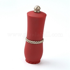 スポンジミシン針収納  針付き  ppプラスチックチューブ  ニードルクッション  口紅の形  レッド  25x76mm&nbsp;AJEW-WH0285-48B