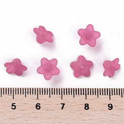 透明なアクリルビーズ  花  艶消し  濃いピンク  10x5mm  穴：1mm  約420個/50g&nbsp;X-PL554-04