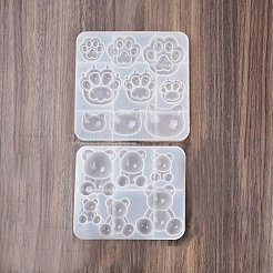 DIYペンダント型  シリコーン鋳造金型  UVレジン用  エポキシ樹脂工芸品作り  ホワイト  クマ  116x104x16mm&nbsp;X1-AJEW-U020-04A