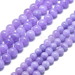 天然石マレーシアジェイドビーズ連売り  染め＆加熱  ラウンド  ライラック  6~6.5mm  穴：1mm  約60~62個/連  14.96インチ（38cm）&nbsp;G-L645-A01-6mm-05