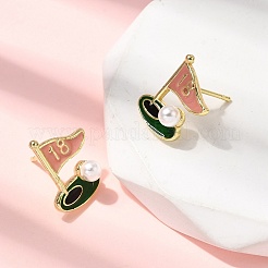 Ship Brass Enamel Stud Earrings&nbsp;EJEW-H180-24G