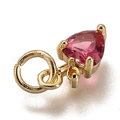 Brass Micro Pave Deep Pink Cubic Zirconia Charms&nbsp;ZIRC-I051-08G