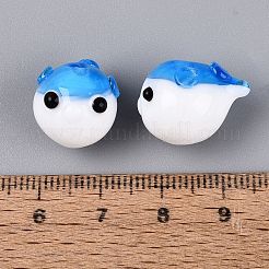 手作りランプワークビーズ  フグ  ディープスカイブルー  12~14x12~14x16~18mm  穴：1.2~1.5mm&nbsp;LAMP-Q039-12B