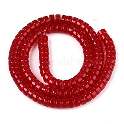 透明ガラスビーズ連売り  フラットラウンド  クリムゾン  6~6.5x3~3.5mm  穴：0.8mm  約114~116個/連  14.76~14.96インチ（37.5~38cm）&nbsp;GLAA-N028-3x6mm-02