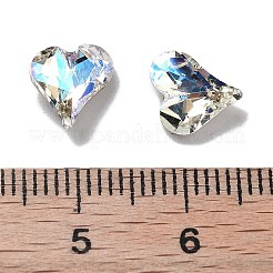 K9ガラスラインストーンカボション  尖ったバック＆バックメッキ  ハート  月光  9x8x4mm&nbsp;GLAA-H034-01A-001MO