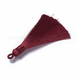 ポリエステルタッセルペンダント  暗赤色  78~82x8mm  穴：2~4mm&nbsp;LS-FIND-I009-B19