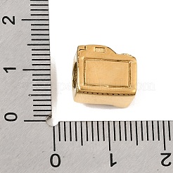 304ステンレススチールヨーロピアンビーズ  大穴ビーズ  カメラ  18KGP本金メッキ  9.5x11x8mm  穴：4.5mm&nbsp;SA-CBA5CD0-30G