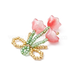 Glass Seed Beaded Bowknot with Flower Pendants&nbsp;PALLOY-MZ01129-01