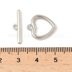 ハート型合金トグル留め具  カドミウムフリー＆鉛フリー  ラックめっき  プラチナ  ハート：16x14.5x2mm  穴：1.8mm  バー：5x19.5x2mm  穴：1.8mm&nbsp;FIND-B047-22P
