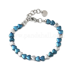 Heart Non-magnetic Synthetic Hematite Link Chain Bracelets for Women&nbsp;BJEW-Z148-07P-01