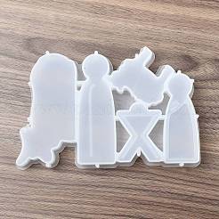 イースターシリコーン金型  レジンキャスティングコースター金型  UVレジン用  エポキシ樹脂工芸品作り  人間と牛  ホワイト  110x175x16.5mm  内径：46mm&nbsp;SIL-V003-001A