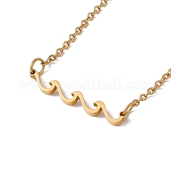 304 Stainless Steel Wave Pendant Necklace with Cable Chains for Women&nbsp;NJEW-I119-01G