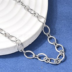6mm 201ステンレススチールテクスチャードホースアイリンクチェーンネックレス（ユニセックス）  変色しない  ステンレス鋼色  22.44インチ（57cm）&nbsp;NJEW-K302-19P