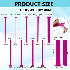 10個 10スタイル アクリル製本定規  製本用品  ショッキングピンク  200x19.5~39.5x3mm  ピン：2.8~29.5mm  1個/スタイル&nbsp;DIY-BC0016-53D