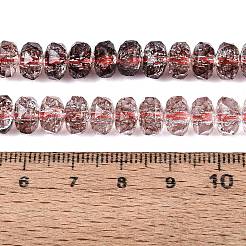 クラックル透明ガラスビーズ連売り  ロンデル  多面カット  サドルブラウン  7.5~8x5~5.5mm  穴：1.2~1.4mm  約66~69個/連  13.78~14.37インチ（35~36.5cm）&nbsp;GLAA-N068-03A-07
