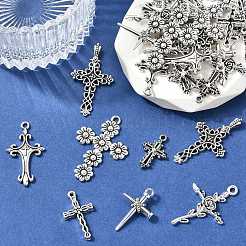 35pcs7スタイルチベットスタイルアロイペンダント  カドミウムフリー＆ニッケルフリー＆鉛フリー  クロス  アンティークシルバー  20~38x13~26x2~4.5mm  穴：1.4~2.5mm  5個/スタイル&nbsp;TIBE-FP0001-20