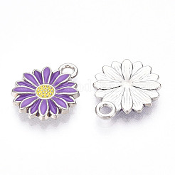 合金エナメルチャーム  デイジー  ミックスカラー  青紫色  16x13x2mm  穴：2mm&nbsp;ENAM-A139-05P-02