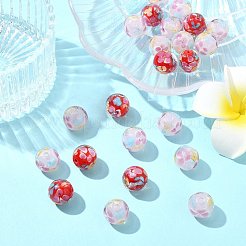 手作りランプワークビーズ  花の丸  ミックスカラー  12mm  穴：1.8mm&nbsp;LAMP-SZ0001-43B-01