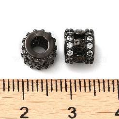 ラックメッキ真鍮製キュービックジルコニアビーズ  長持ちメッキ  カドミウムフリー＆鉛フリー  笑顔の中空柱  ミックスカラー  7.4x6.4mm  穴：3.5mm&nbsp;KK-Z033-26
