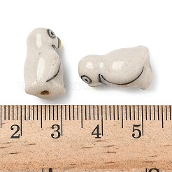 手作りの陶器ビーズ  手描きの陶器ビーズ  ペンギン  ファミーユは磁器バラ  ゲインボロ  18.5x11.5x11.5mm  穴：1.6mm&nbsp;PORC-D025-01