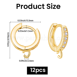 12Pcs Brass Huggie Hoop Earring Findings&nbsp;KK-CN0003-37