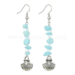 Natural White Jade(Dyed) Chips Dangle Earrings&nbsp;EJEW-JE05578