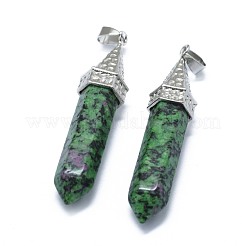 ゾイサイトのペンダント  合金パーツ  弾丸  染め  プラチナ  61x14.5x12.5mm  穴：3.5x
7.5mm&nbsp;G-G795-01P-12