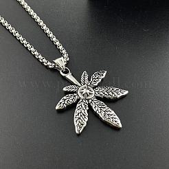 Retro Rock Punk Men's Maple Leaf 304 Stainless Steel Pendant Necklaces&nbsp;DF8186