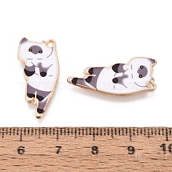 合金エナメル子猫ペンダント  漫画猫の形  ライトゴールド  古いレース  25x11x2mm  穴：1.2mm&nbsp;PALLOY-I166-37KCG